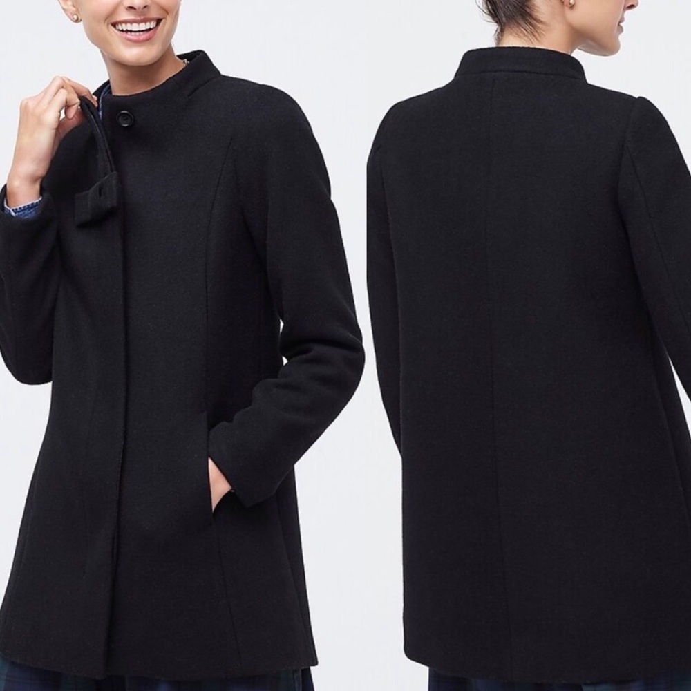 J. Crew Factory Bow Front Wool Coat Black Size 00
